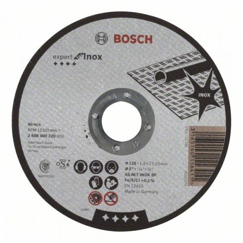 Bosch Rezný kotúč Expert for Inox 125 x 1,6 x 22,23 mm, rovný