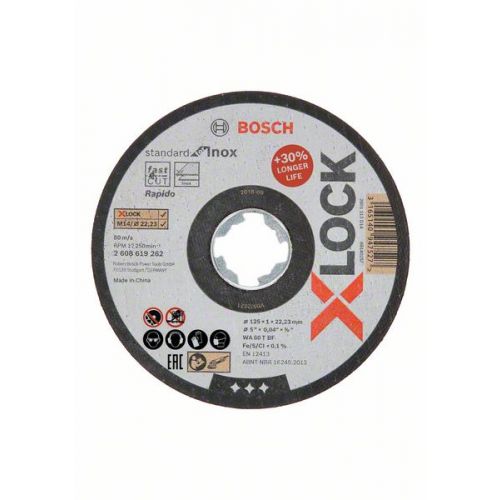 Bosch Rezný kotúč Standard for Inox, X-LOCK 125 x 1 x 22,23 mm