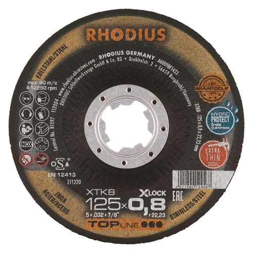 Rhodius Rezný kotúč na inox TOPLINE, X-LOCK 125 x 0,8 x 22,23 mm XTK8