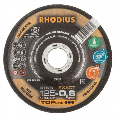 Rhodius Rezný kotúč s prelisom na Inox 125 x 0,6 x 22,23 mm XTK6