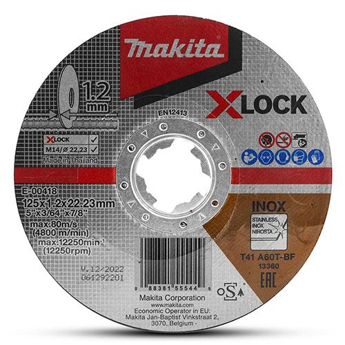 Makita Rezný kotúč X-LOCK, oceľ / nerez 125 x 1,2 x 22,23 mm