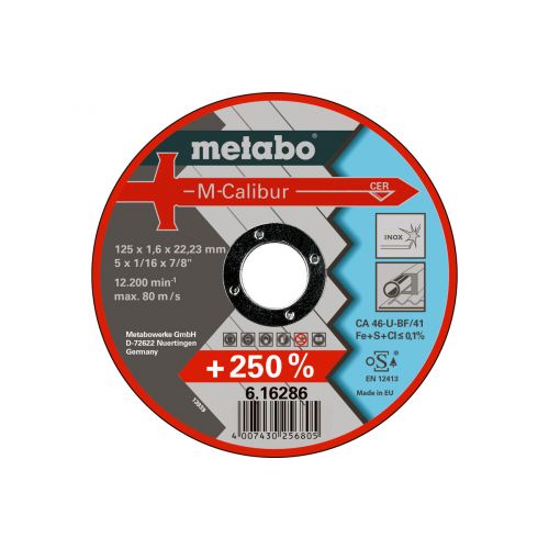 Metabo Rezný kotúč na oceľ, Inox 125 x 1,6 x 22,23, M-Calibur