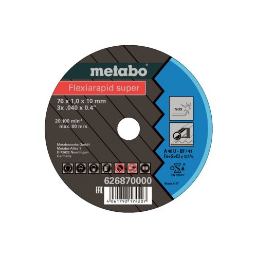 Metabo Rezný kotúč na Inox 76 x 1,0 x 10