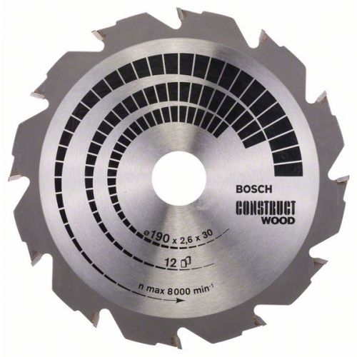 Bosch Pílový kotúč Construct Wood 190 x 30 x 2,6 mm, 12 zubov FWF