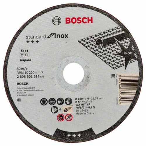 Bosch Rezný kotúč Standard for Inox 150 x 1,6 x 22,23 mm, rovný