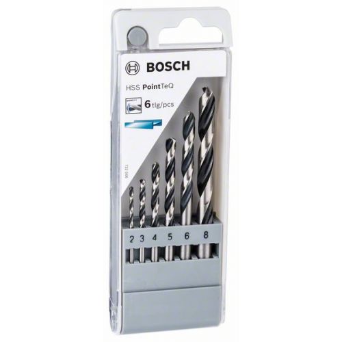 Bosch 6-dielna sada špirálových vrtákov HSS-R PointTeQ, 2 – 8 mm