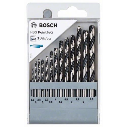 Bosch 13-dielna sada špirálových vrtákov HSS PointTeQ, 1,5 – 6,5 mm