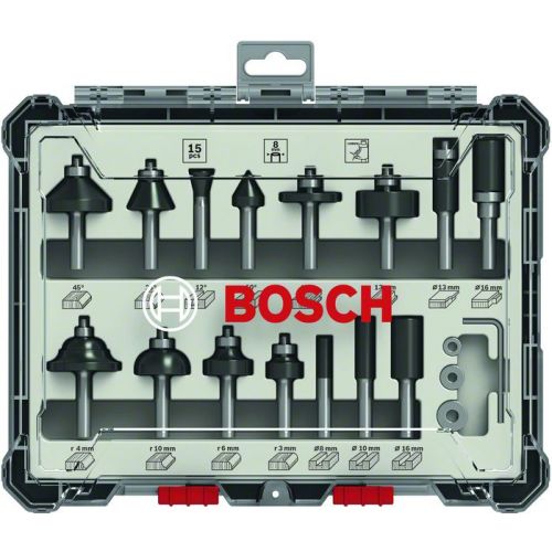Bosch 15-dielna Sada fréz , 8 mm