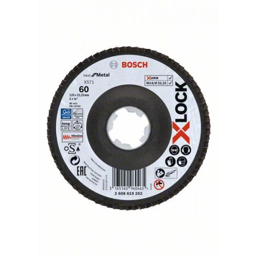 Bosch Lamelový brúsny kotúč, oceľ+nerez, X-LOCK, 125 mm, P 60