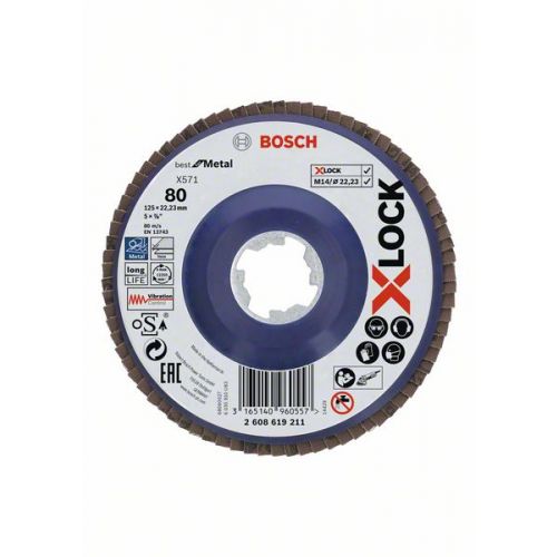 Bosch Lamelový brúsny kotúč,Best for Metal, X-LOCK, 125 mm, P 80