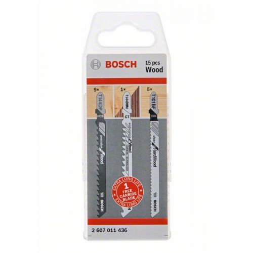 Bosch 15-dielna sada pílových listov do priamočiarej píly T na drevo