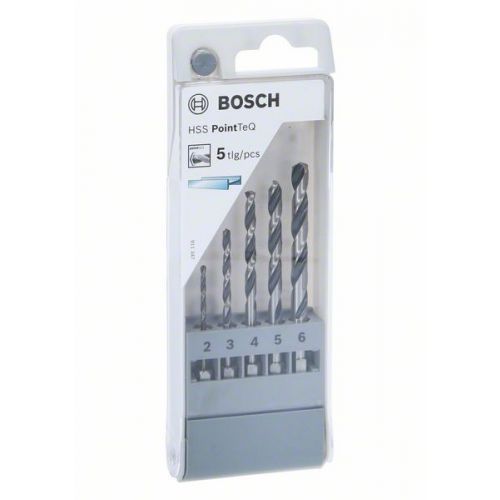 Bosch 5-dielna sada vrtákov do kovu HSS-R PointTeQ so šesťhrannou stopkou, 2 – 6 mm