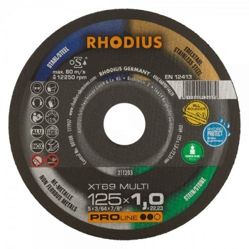 Rhodius Rezný kotúč Multimaterial 125 x 1,0 x 22,23 mm XT69